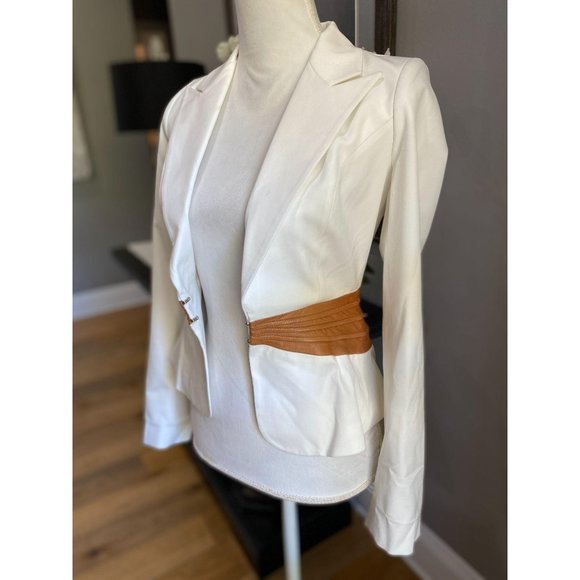 Marciano / Guess Faux Leather Blazer Cream 0 NWT - Picture 7 of 10